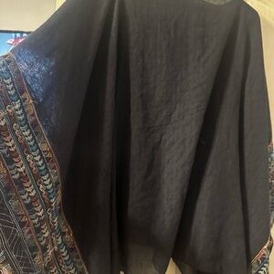 Navy poncho with stitched details